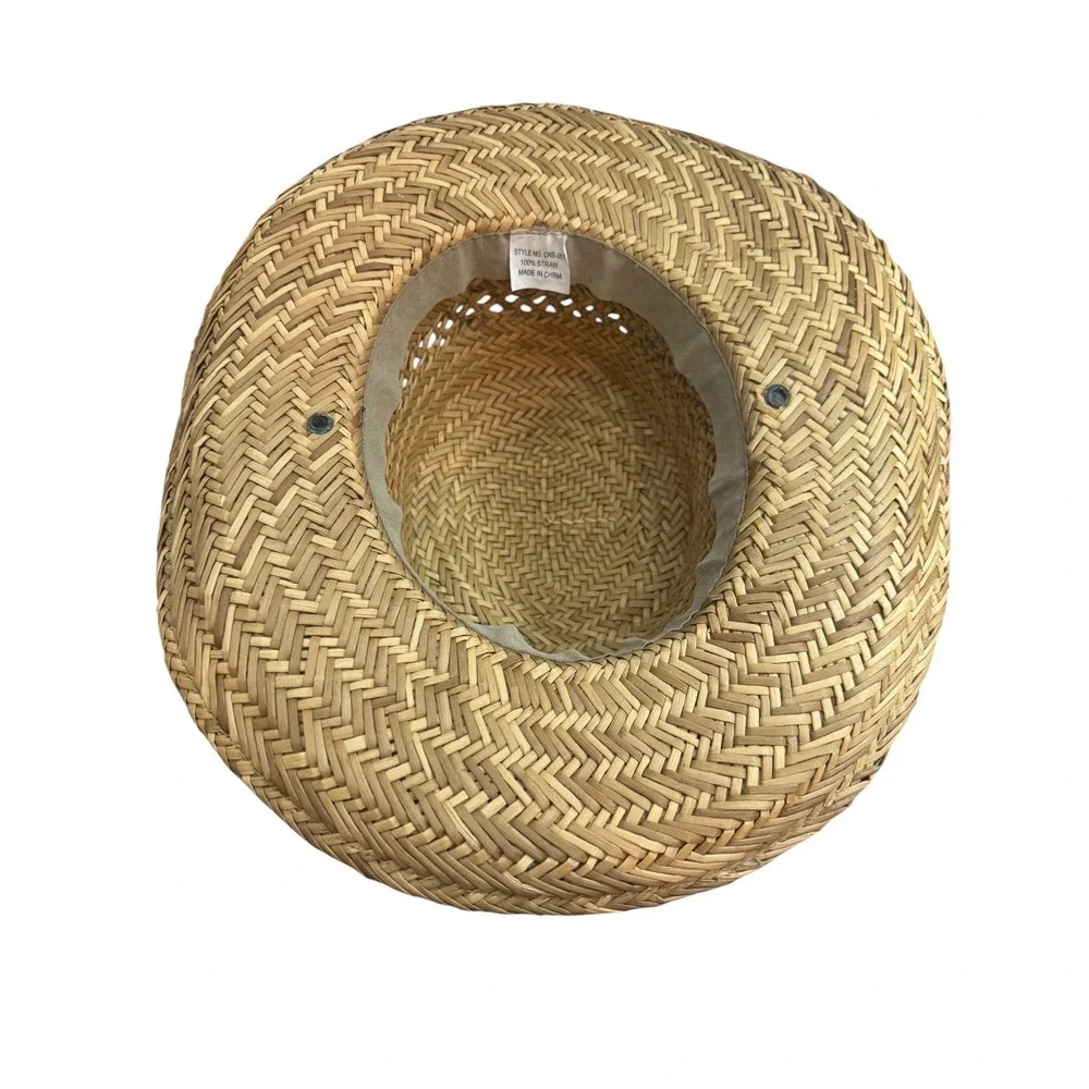 Straw Gambler sun Hat Vented leather band western Golf unisex Cowboy outdoors